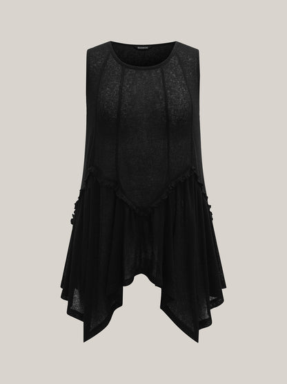 Heather Stretchy Sheer High Low Hem Top