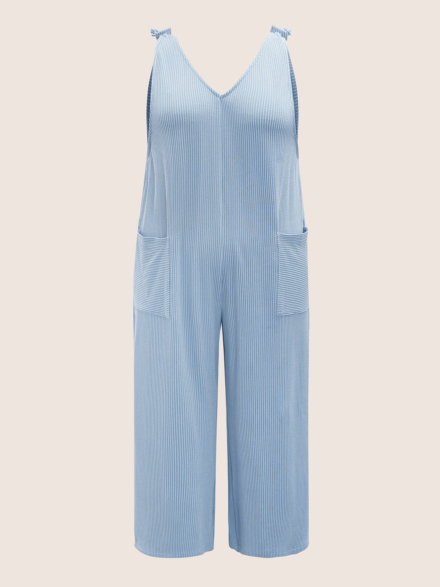 Texture Tie Knot Patch Pocket Jumpsuit