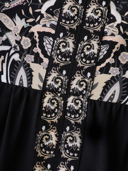 Paisley Print Rayon Contrast Midi Dress