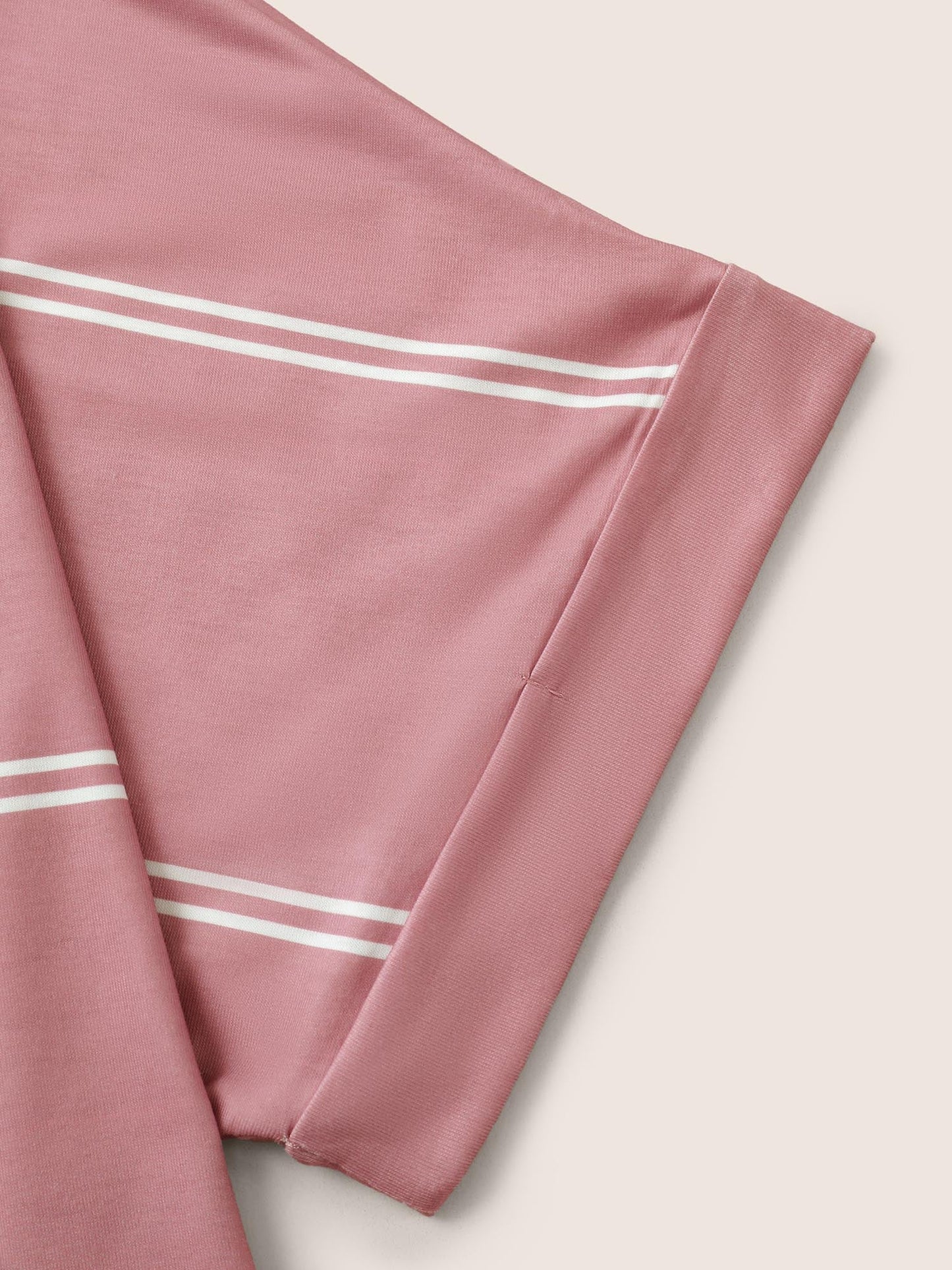 Striped Contrast Dolman Sleeve T-shirt