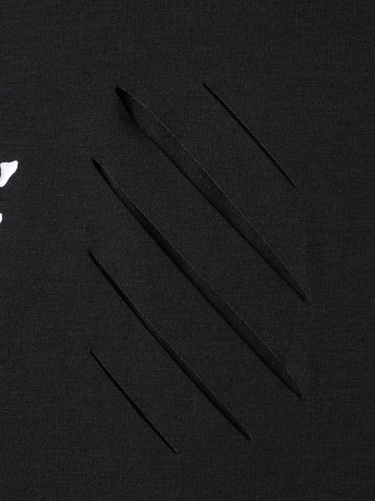 Skeleton Hands Print Cut-Out Solid T-Shirt