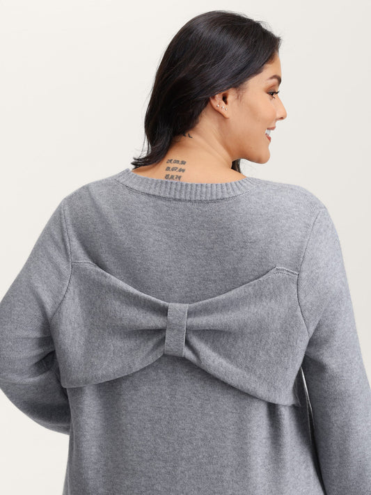 Bow Detail Ribbed Hem Pullover