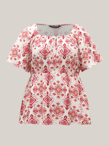 Floral Neck-Tie Babydoll Top