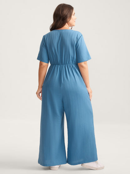Button Detail High Waisted Solid Jumpsuit