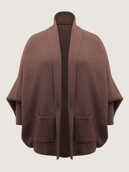 Folded Collar Dolman Sleeve Knit Cardigan