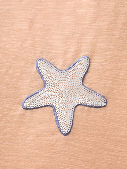 Seashells Sequin Plain Tank Top