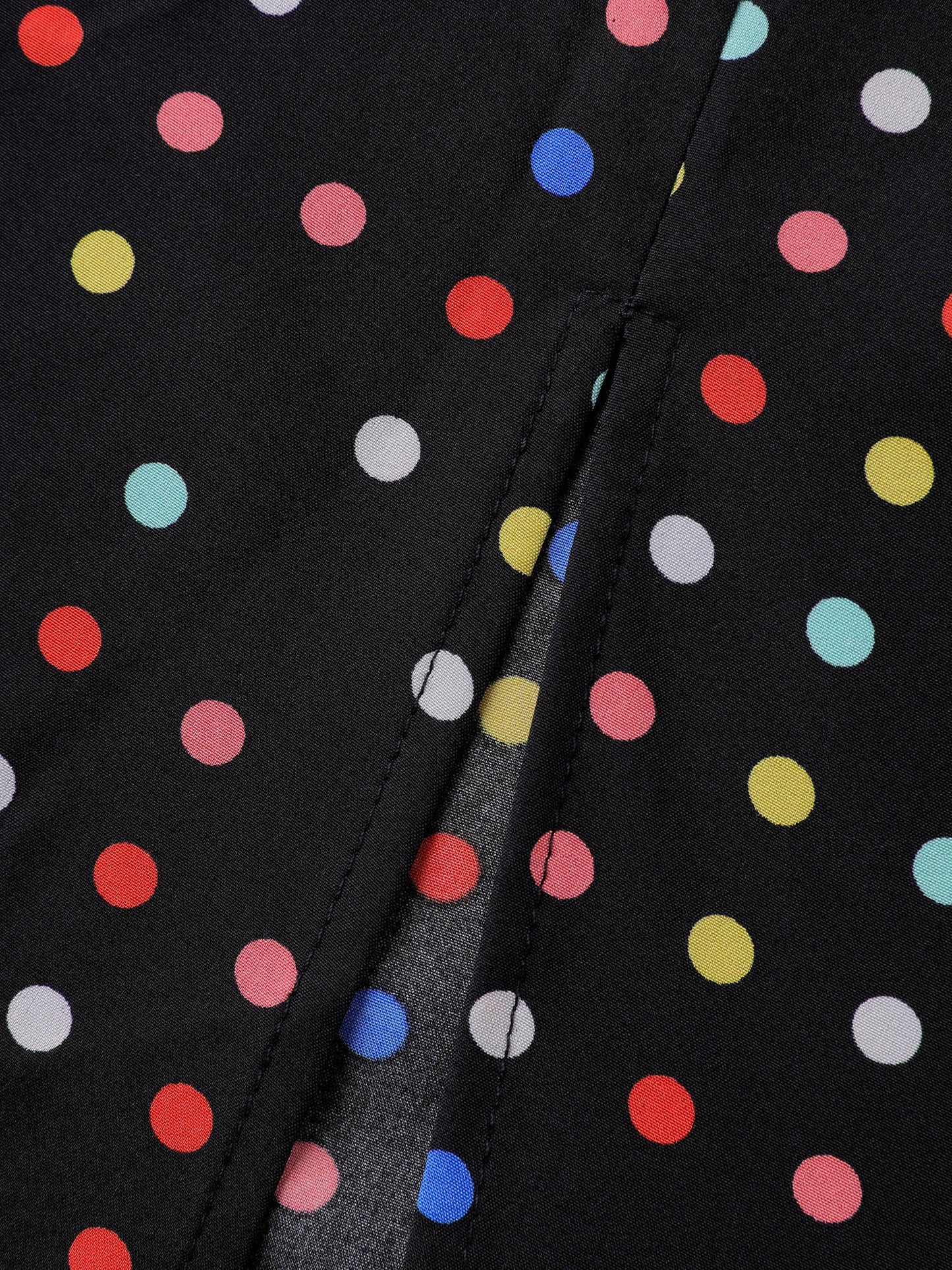 Colorful Polka Dots Shirred Bodice Midi Dress