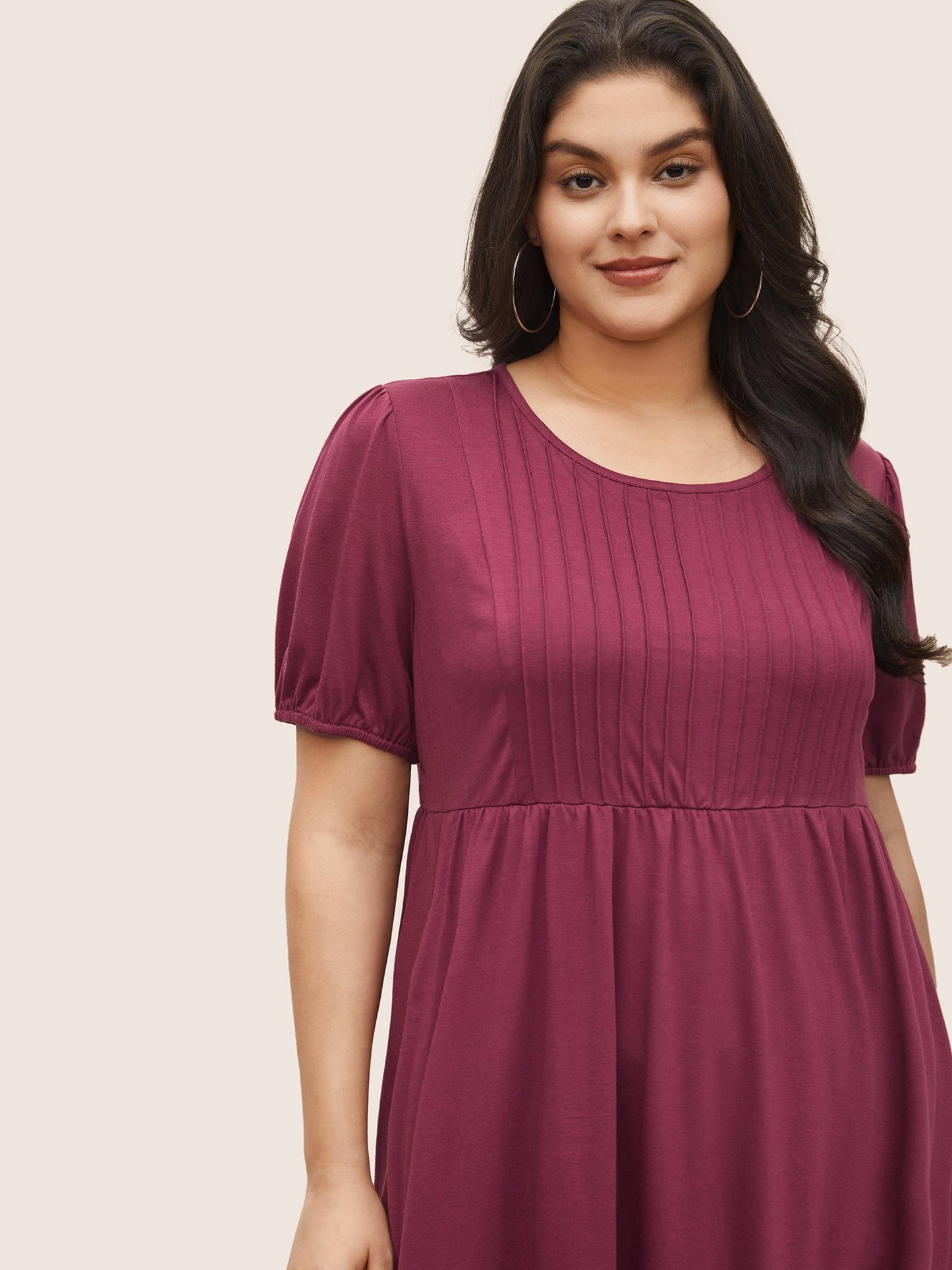 Supersoft Essentials Plain Pleated Patchwork Ruffle Hem Dress