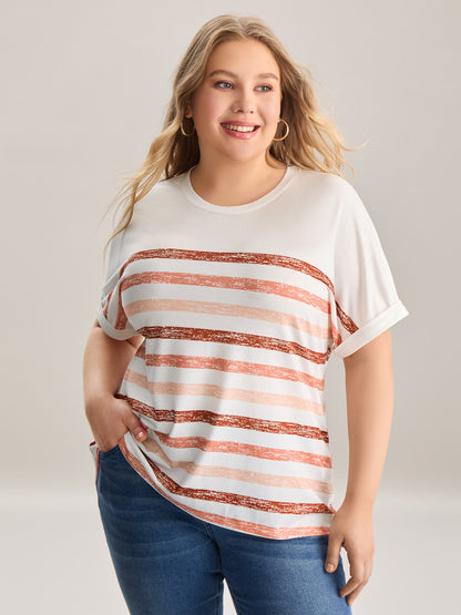 Colorful Stripes Stretchy Crewneck T-Shirt