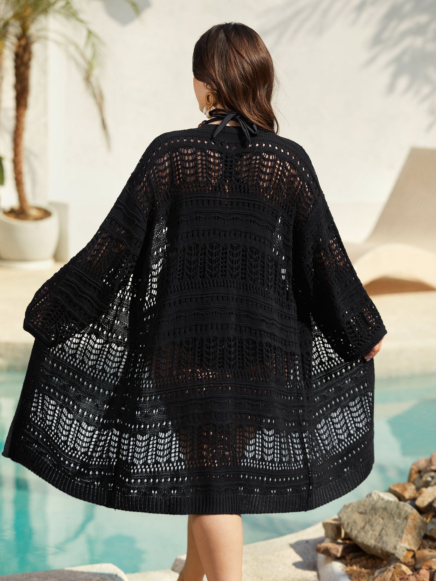 Cut-Out Open Front Swim Cover-Up