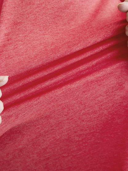 Stretchy Ruched Neckline Ruffled Neck T-Shirt