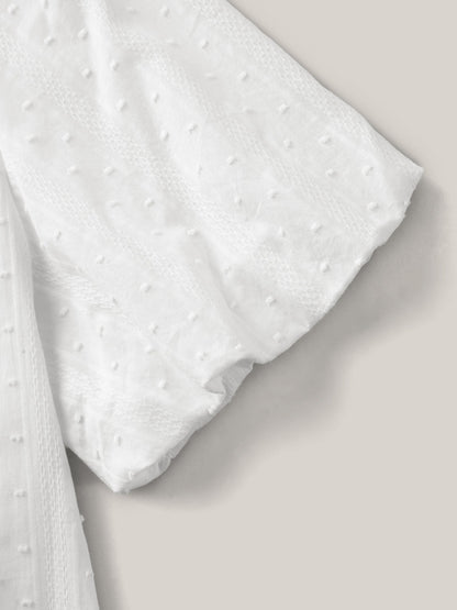 Pure Cotton Puff Sleeve Button Blouse