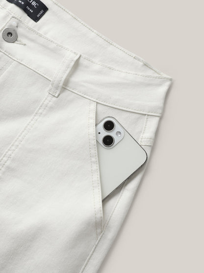 Cotton Cropped Straight-Leg Mid-Rise Jeans