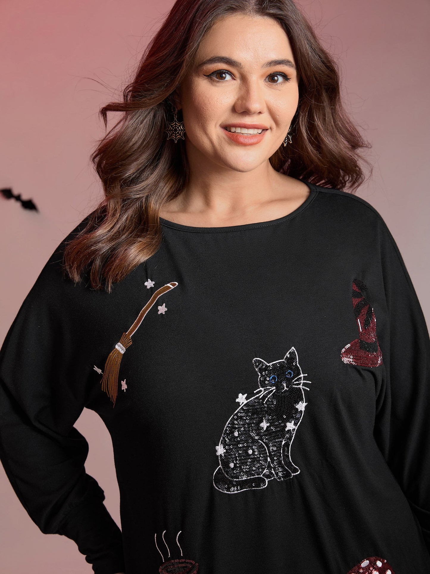 Supersoft Cat Sequin Embroidered T-Shirt