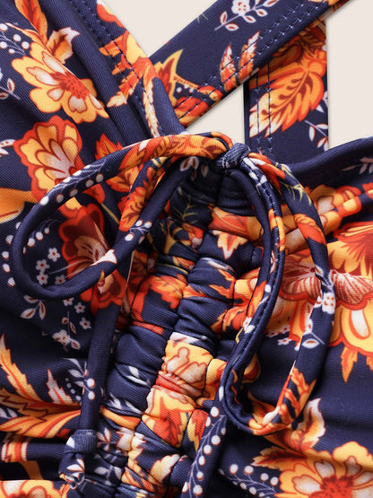 Bandana Print Knotted Asymmetrical Hem Swim Dress