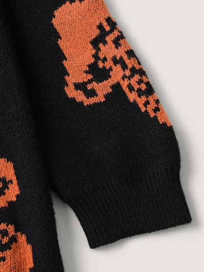 Halloween Mushroom Jacquard Print Pullover