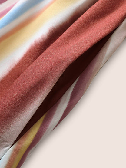 Colored Striped Ruffle Layered Hem Dress