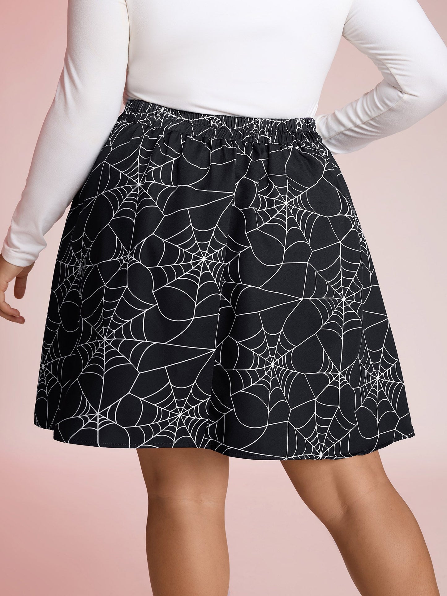 Spiderweb Halloween Print Mini Skirt