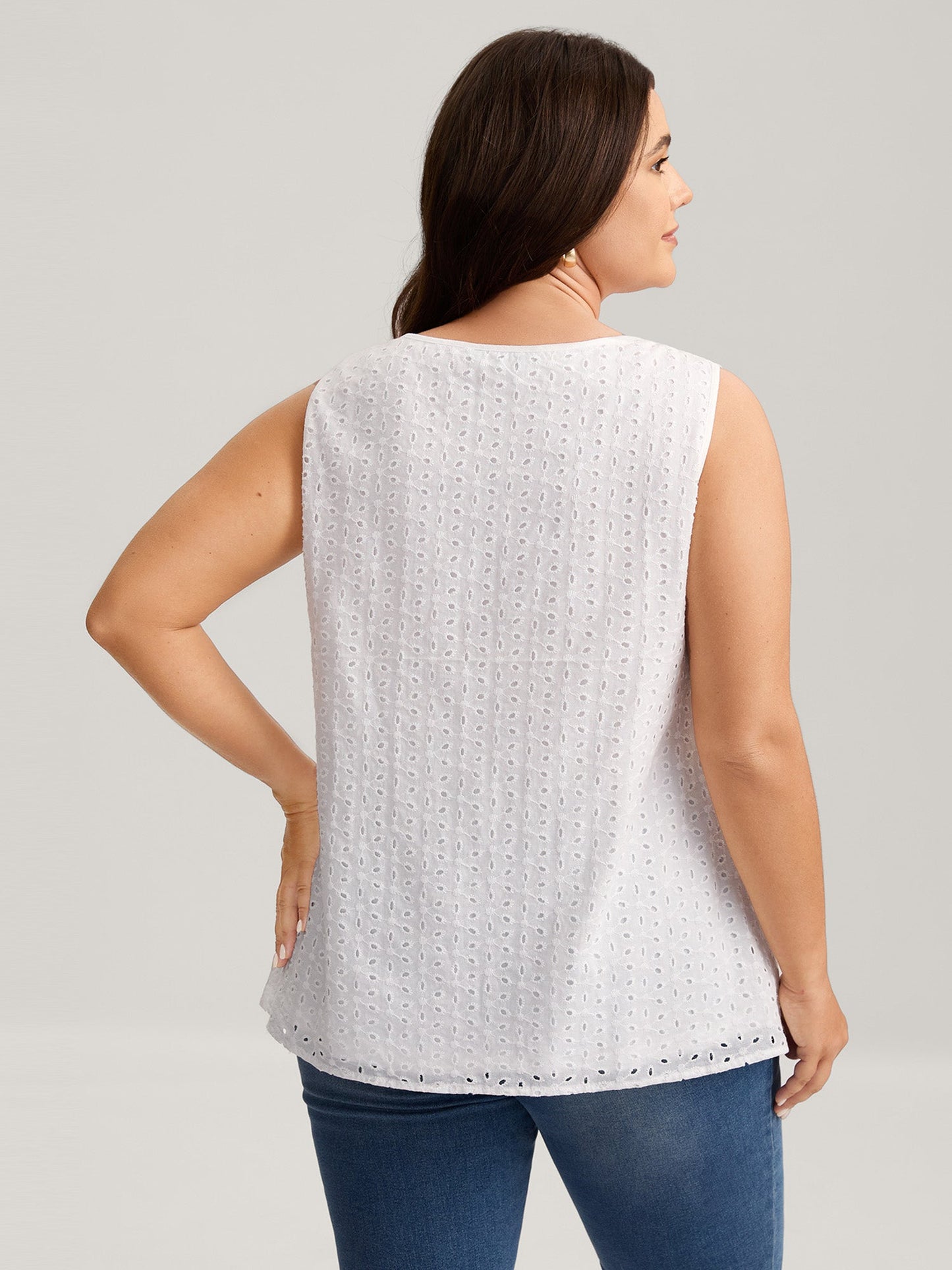 Cotton Eyelet Embroidered Tank Top