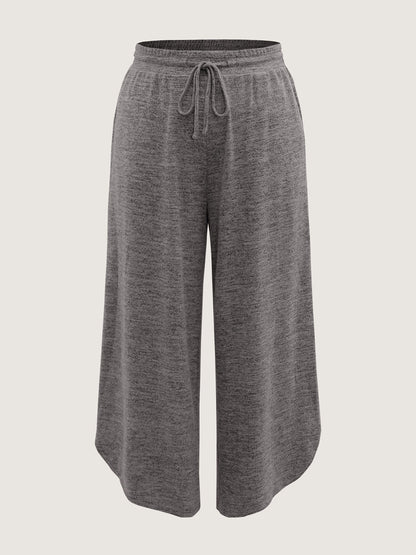 Stretchy Waistband Color-Mix Knit Pants