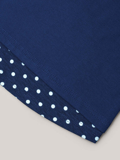 Mixed Fabric Polka Dots Patchwork T-Shirt