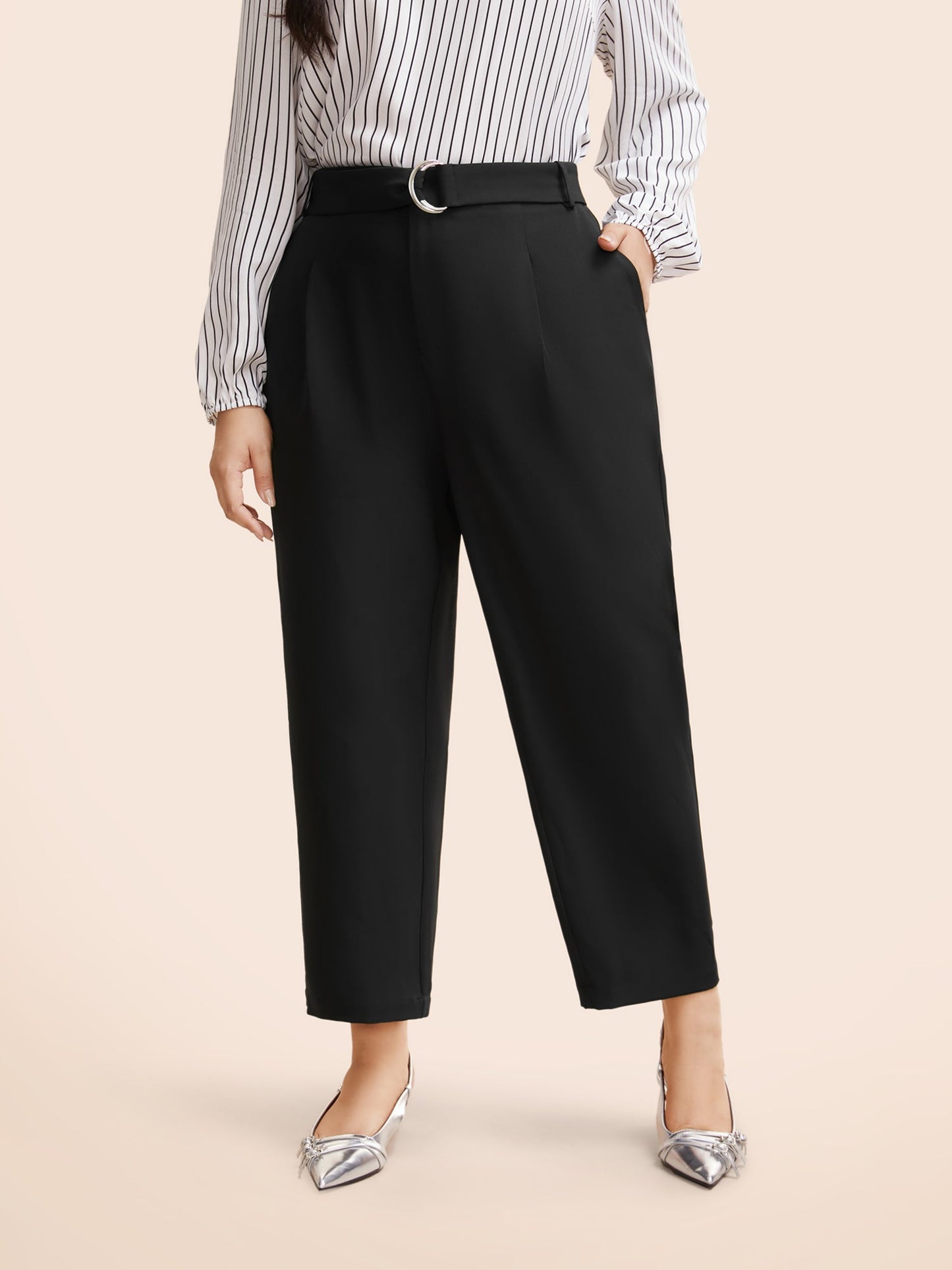 Mid Pleated Rise Belted Pants