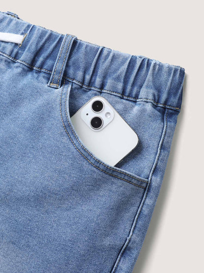 Pull-On Stretch Drawstring Waist Denim Shorts