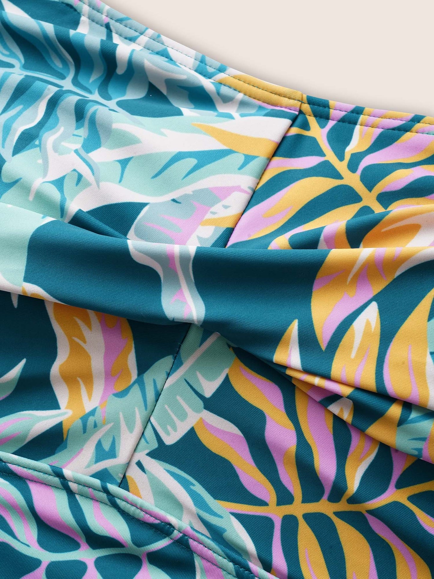 Heart Neckline Tropical Print Twist Front Swim Dress