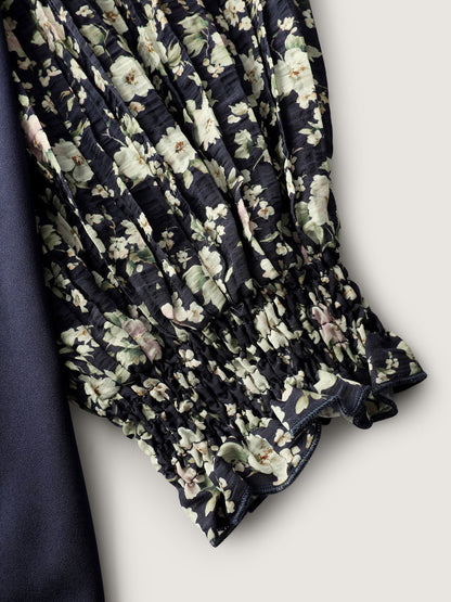 Floral Contrast Stretchy Knit Top