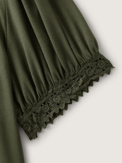 Floral Lace Back Trim T-Shirt