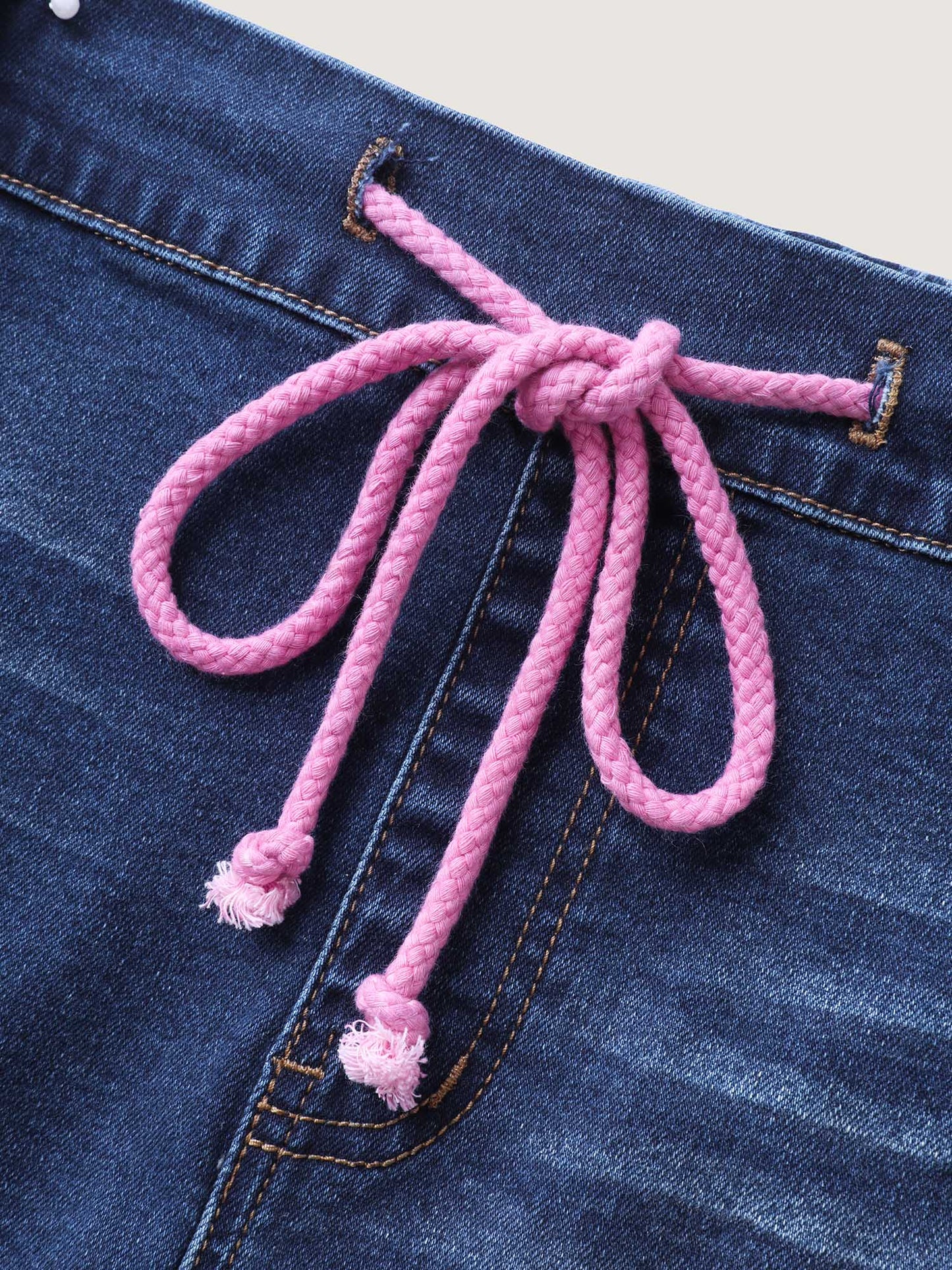 Pull-On Drawstring Waist Crop Jeans