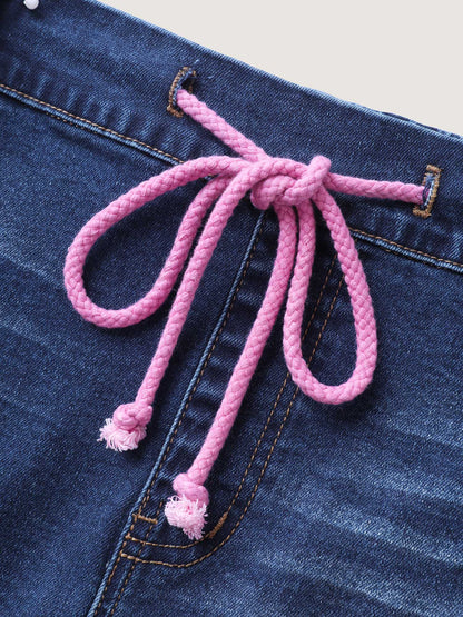 Pull-On Drawstring Waist Crop Jeans