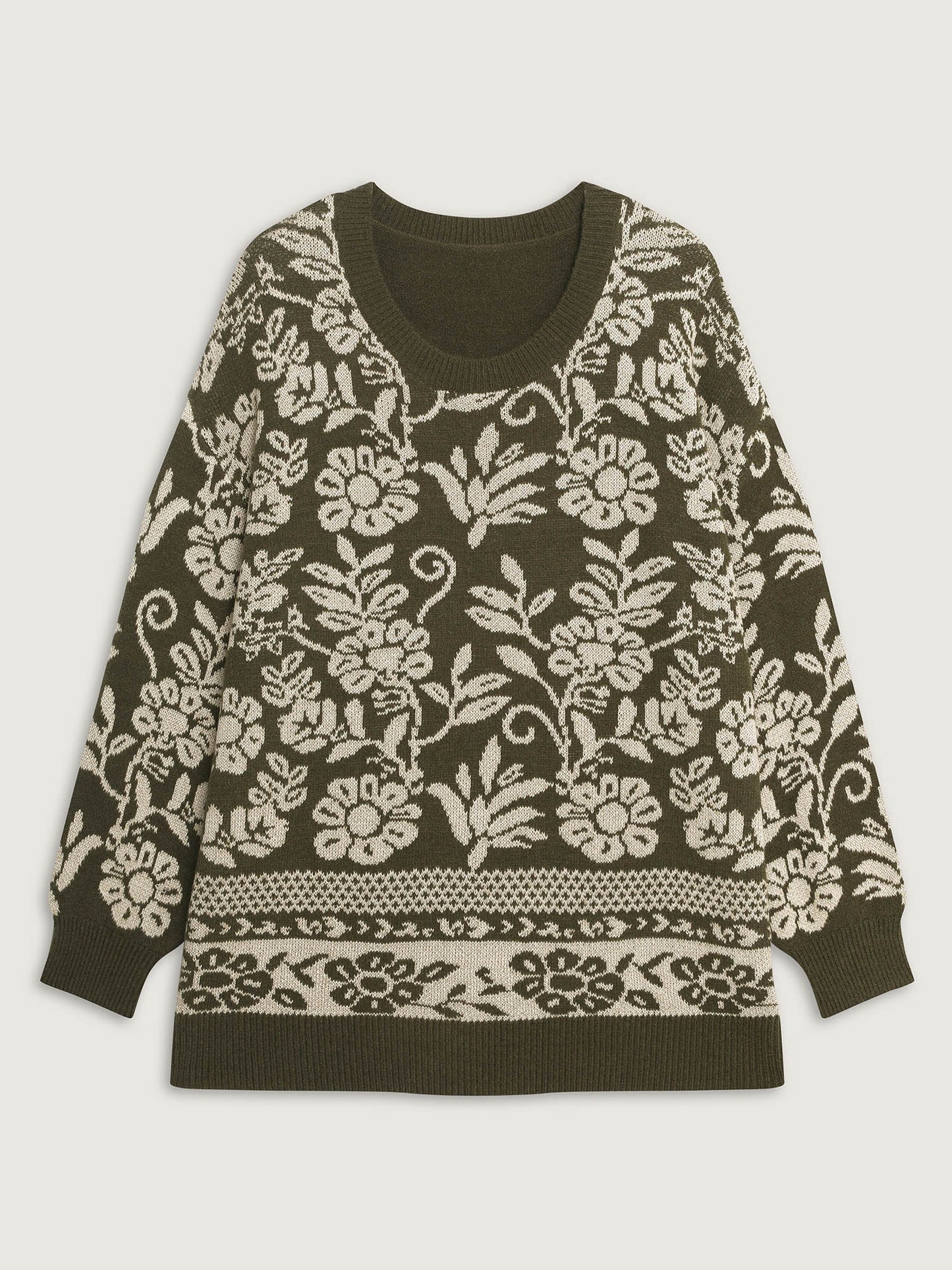 Retro Floral Jacquard Lantern Sleeve Cardigan