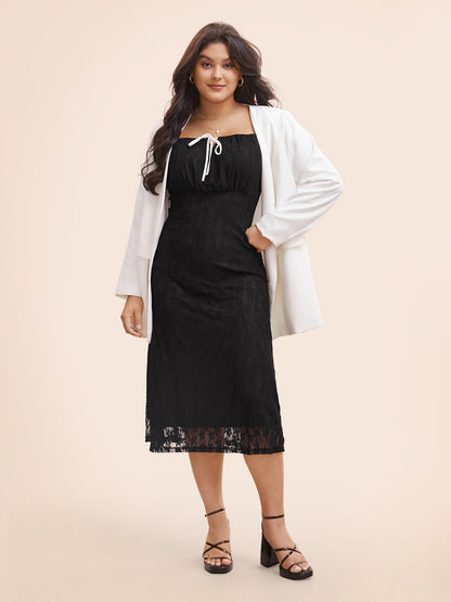 Contrast Tie Knot Lace Panel Cami Dress