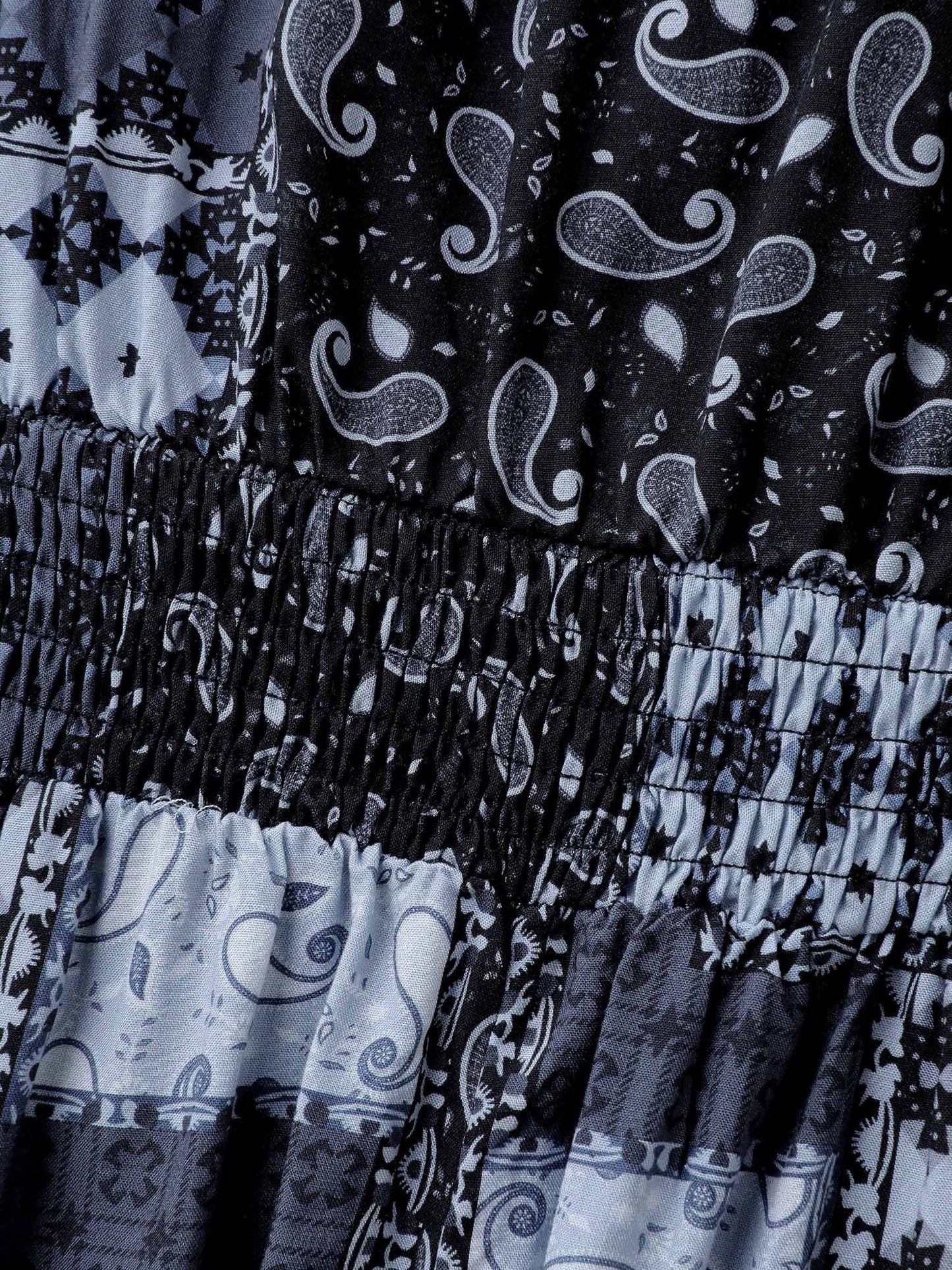 Paisley Collage Print Lace Trim Midi Dress