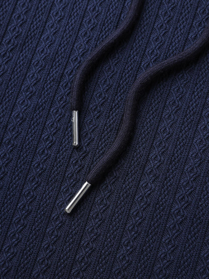 Sheer Lace Sleeve Textured Hoodie