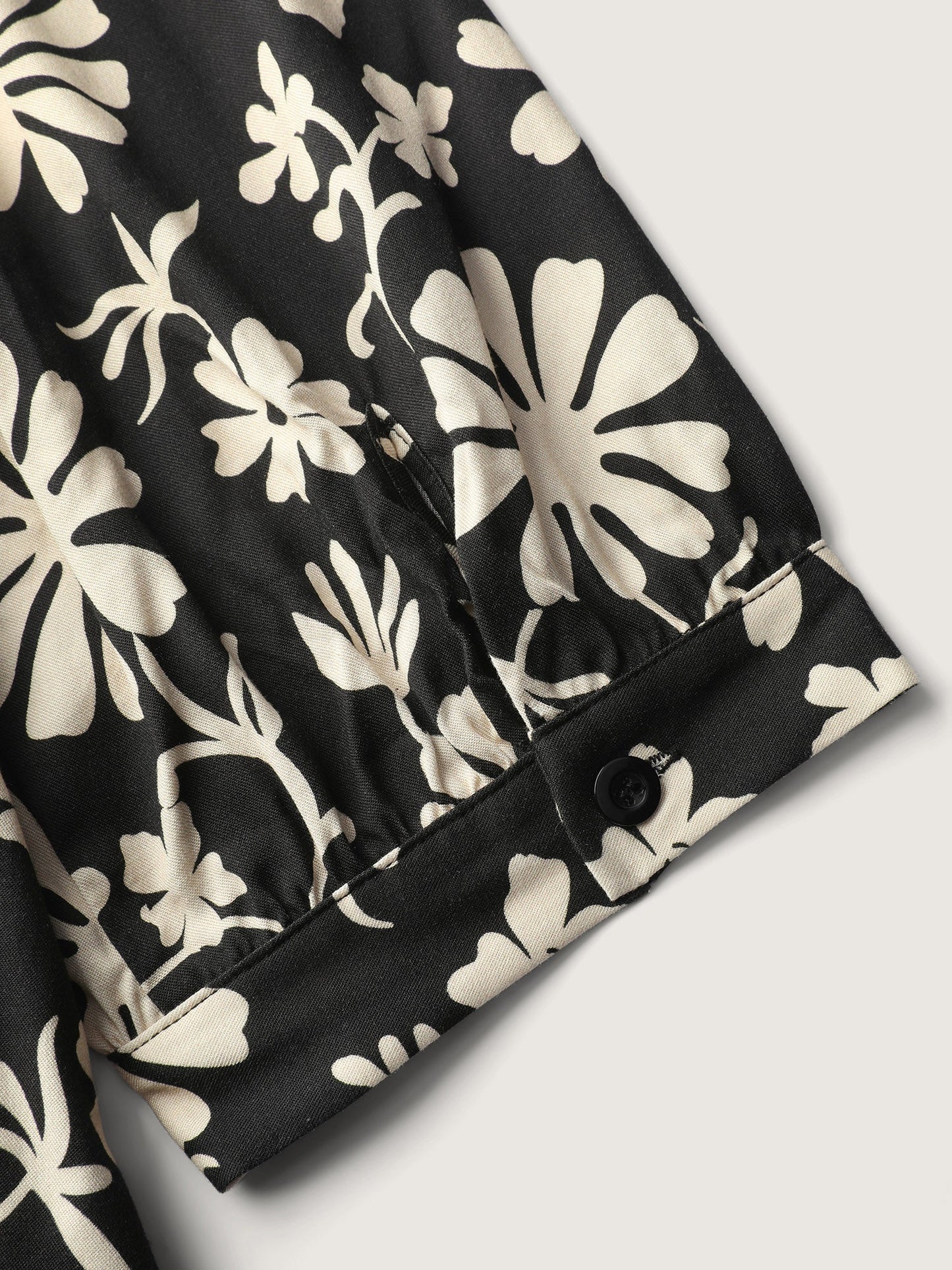 Floral Sleeve Neck-Tie A-Line Blouse