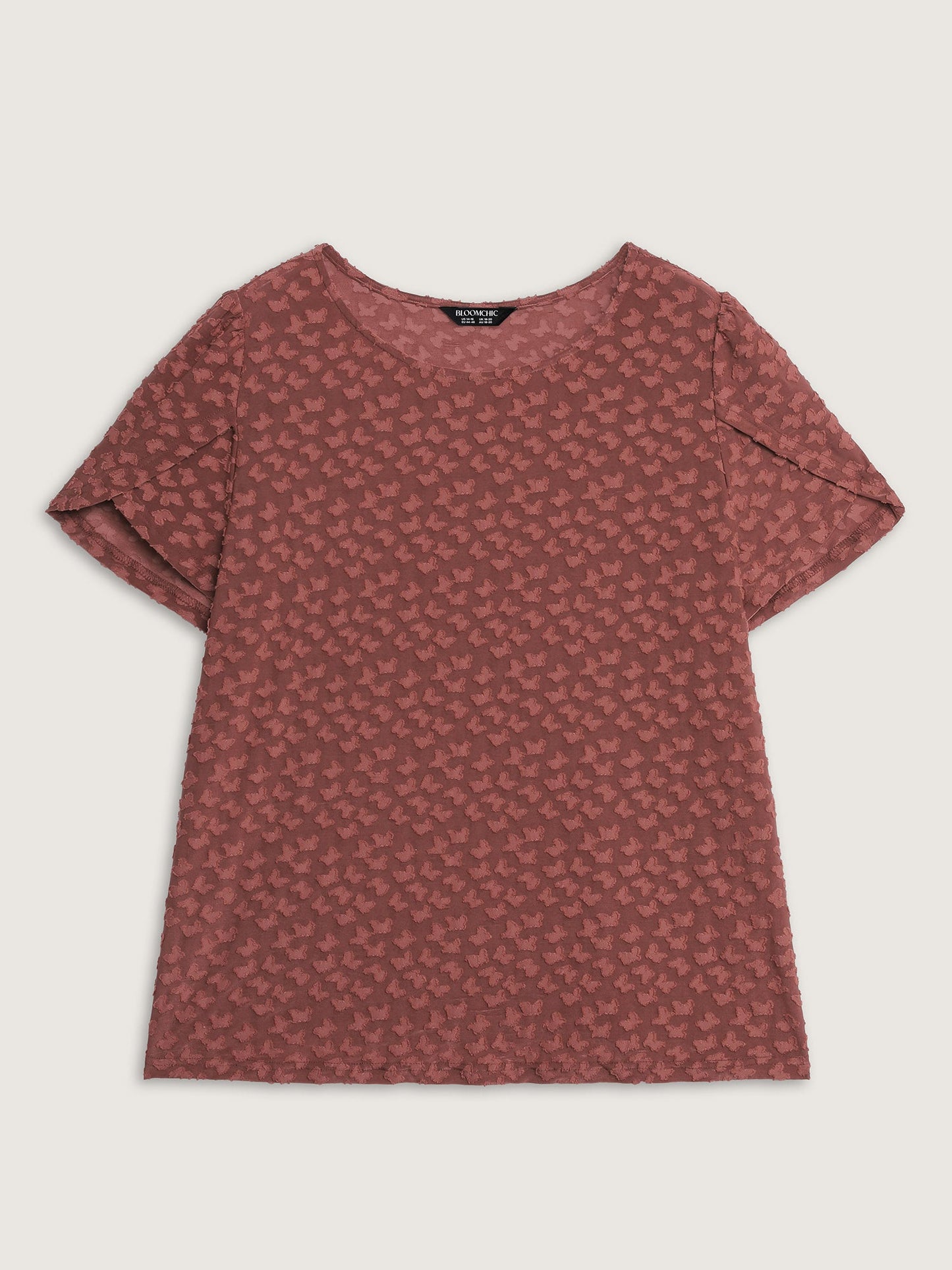 Textured Petal Sleeve Fitted T-Shirt