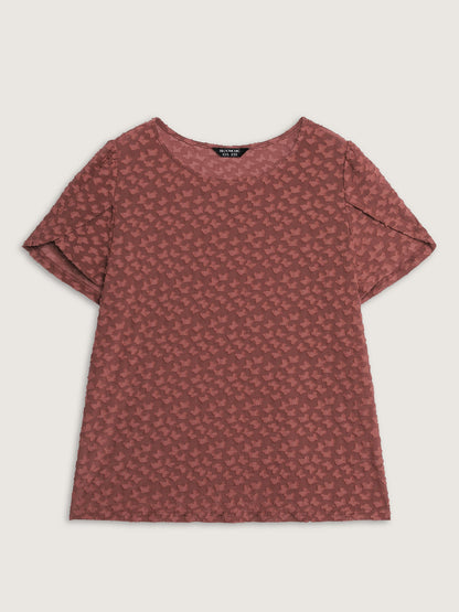 Textured Petal Sleeve Fitted T-Shirt