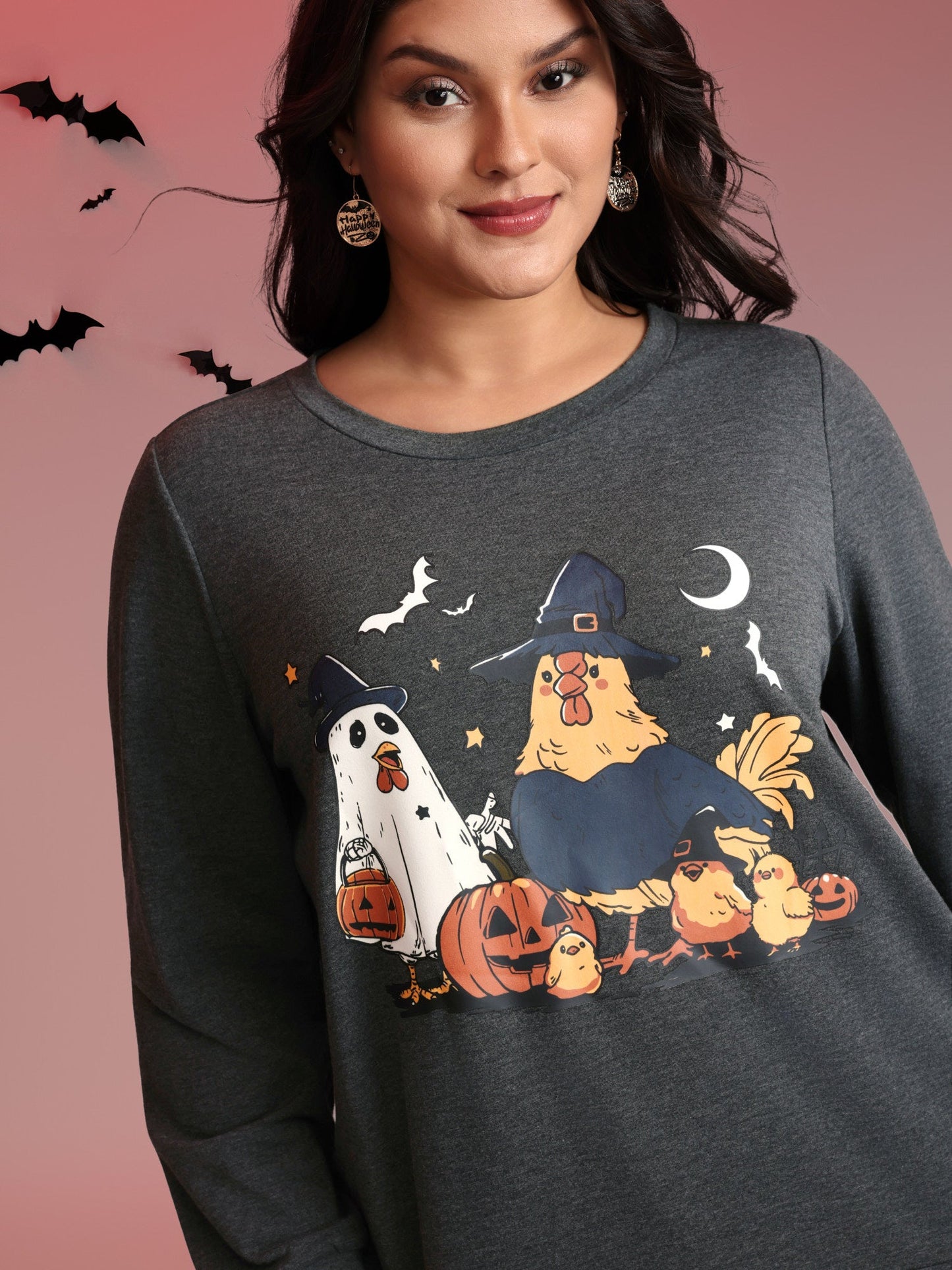 Spooky Midnight Halloween Print Sweatshirt