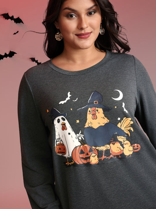 Spooky Midnight Halloween Print Sweatshirt
