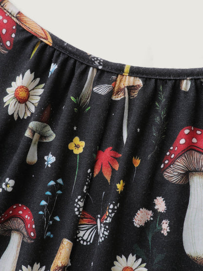 Halloween Mushroom Print Pockets Cami Jumpsuit