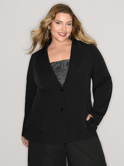 Ruffled Hem Double Button Blazer