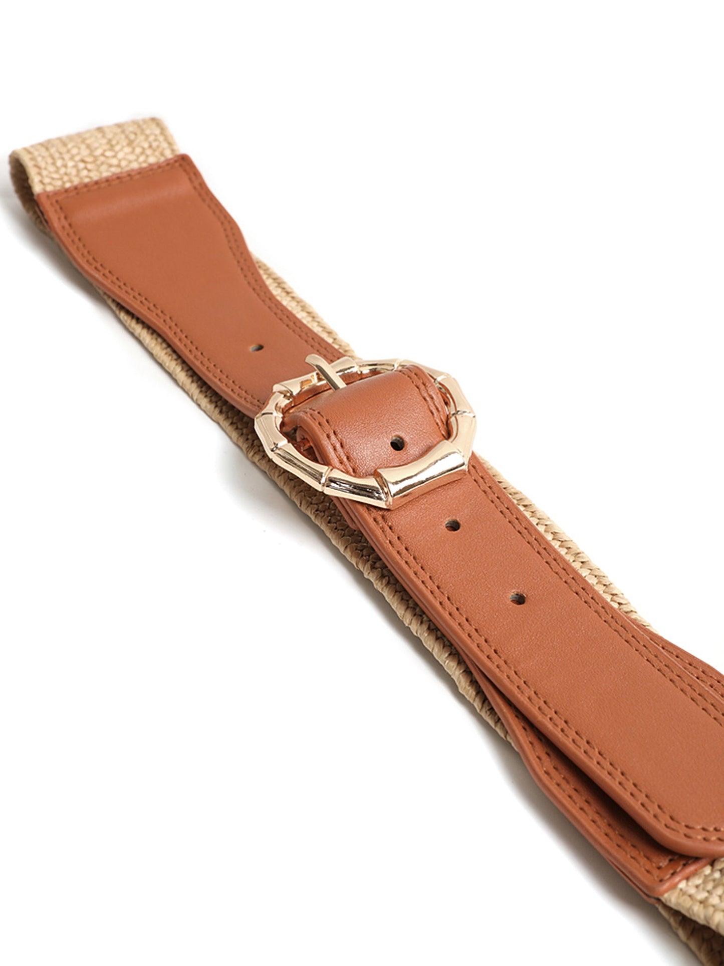 Round Decor Buckle Straw Belt
