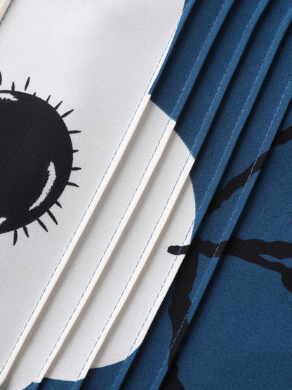 Floral Pleated Front Pockets Midi Dress