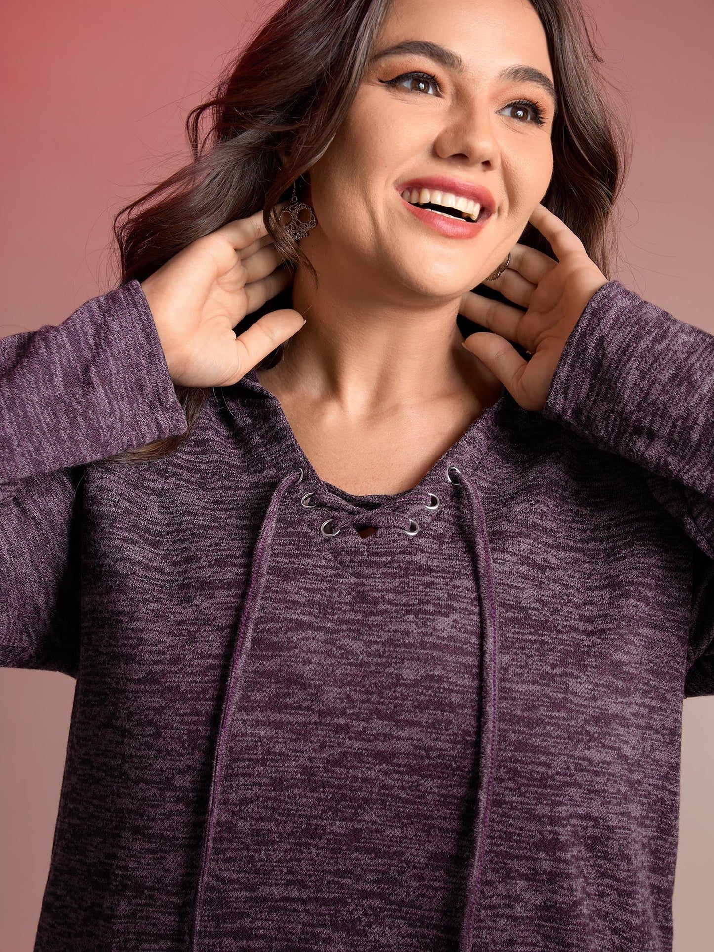 Heather Neck Cross-Tie Hoodie