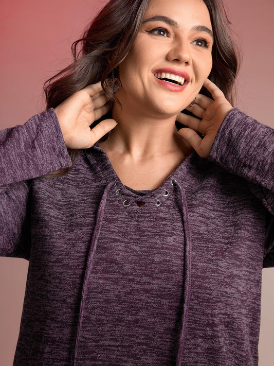 Heather Neck Cross-Tie Hoodie