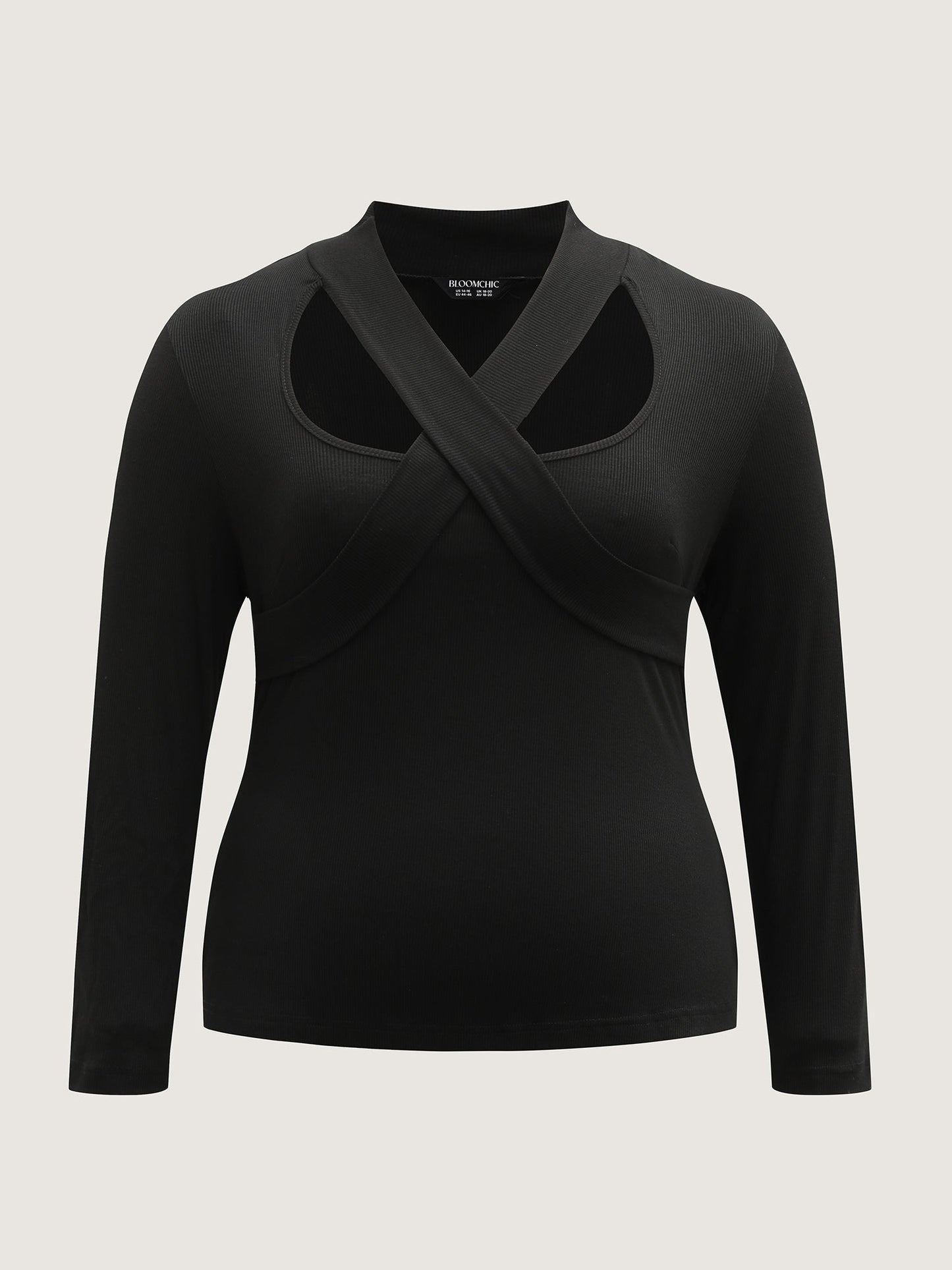 Crossover Cut-Out Neckline Fitted Top