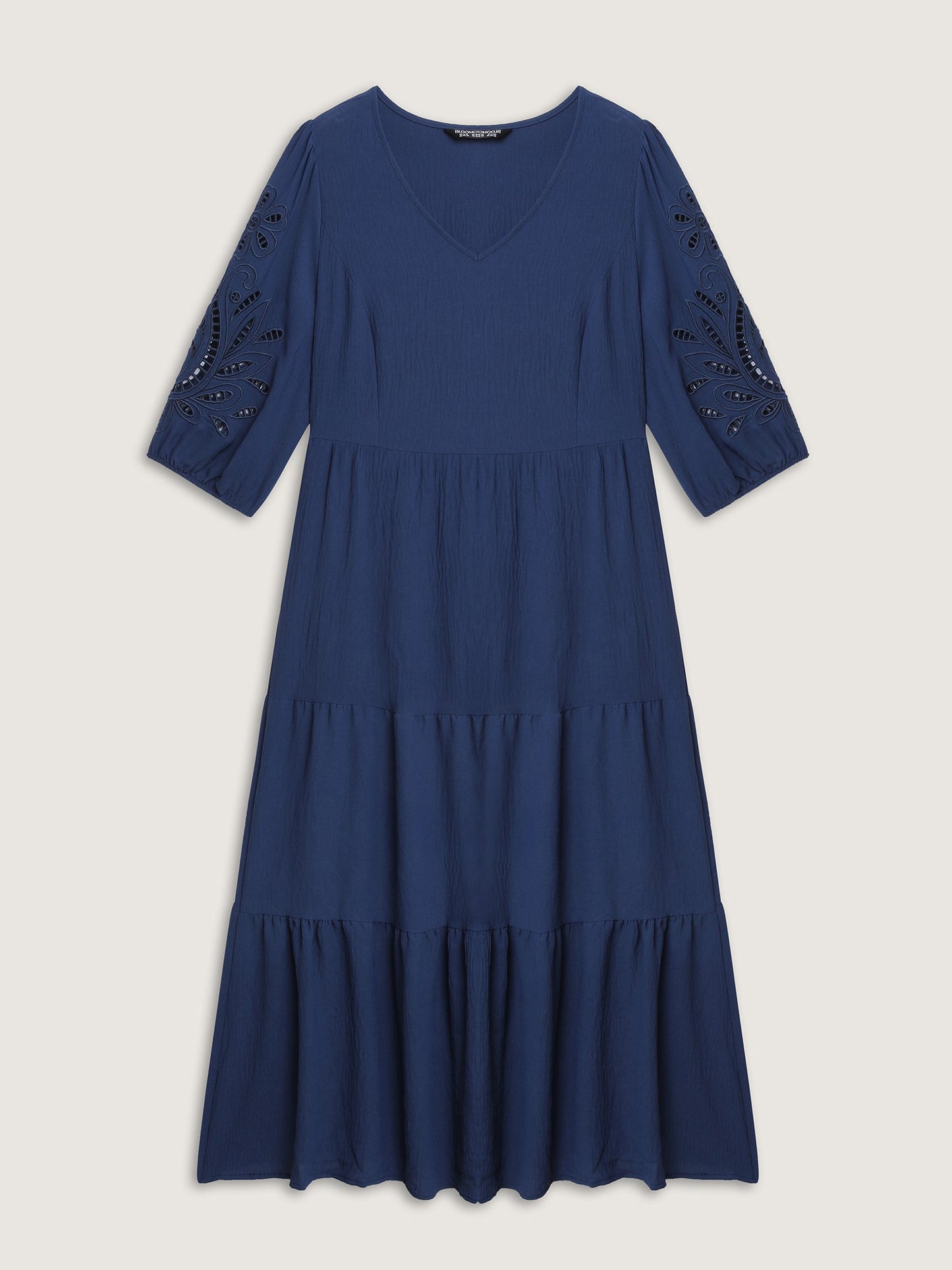 Floral Cut-Out Embroidery Tiered Maxi Dress