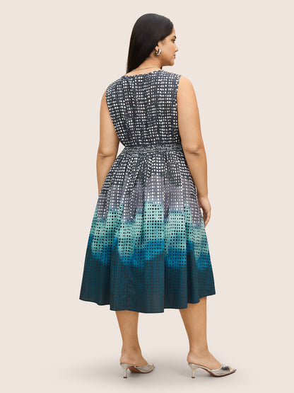 Polka Dot Ombre Pleated Pocket Tank Dress